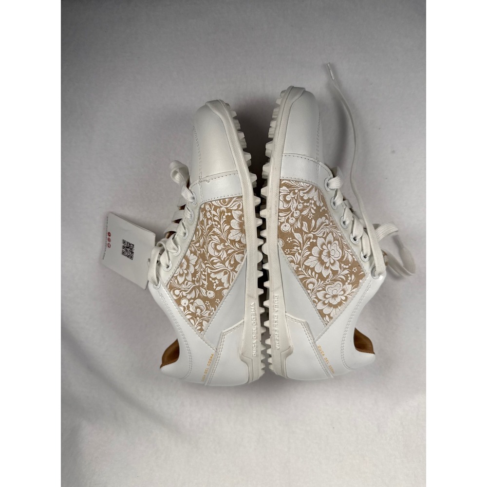 Duca del Cosma Women White Tan Floral Waterproof Golf Shoes Sneakers Size 37 6.5 - Picture 4 of 11